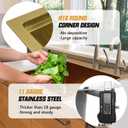 Gold 25"x22" Stainless Steel Drop-In Single Bowl Kitchen Sink - Topmount With Gold-Tone Accessories, Rack, Grid, and Drain Assembly for Modern Luxurious Look, 25x22x9 inches