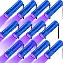 Riakrum 12 Pcs UV Blacklight Flashlights LED Handheld Mini Light Flashlight Small Portable Detector 395nm 9 LED Light for Pet, Carpet Dry Stains Detection, Spot Scorpions, Resin Curing (Blue)