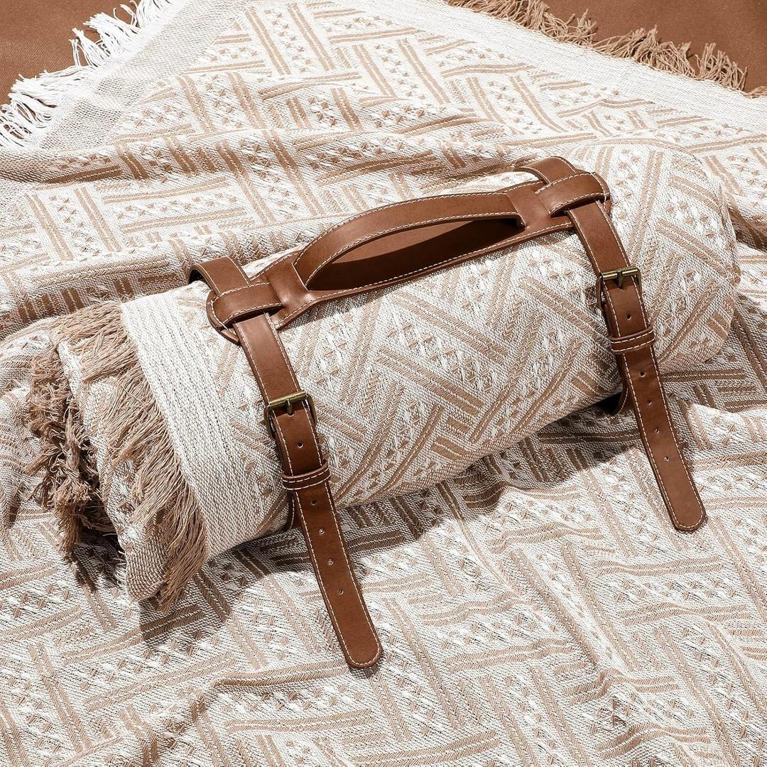 VitalCozy Waterproof Picnic Blankets Outdoor Blanket Foldable 2 in 1 Double Layer Sandproof Beach Mat with Carry Strap for Camping Lawn Park Beach Grass(Khaki) VitalCozy Waterproof Picnic Blankets Outdoor Blanket Foldable 2 in 1 Double Layer Sandproof Beach Mat with Carry Strap for Camping Lawn Park Beach Grass(Khaki)