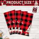 2 x 4 Pack Christmas Checkered Tablecloth Buffalo Plaid Snowflake Table Cover 51 X 86'' Disposable Rectangle Red and Black for Xmas Party Decor Winter Holiday