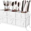 Marble Utensil Holder for Countertop - Stylish Marble Kitchen Accessories for Effortless Organization, Ideal Silverware Caddy for Party, Farmhouse Decor Friendly