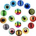 Julie Wang 15MM 40PCS Dragon Eyes Glass Cabochons for Clay Sculptures Props Craft Jewelry Making DIY Findings About 0.59inches