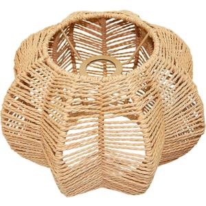Hanging Light Rattan Lamp Shade Boho Lampshades for Rattan Pendant Lights Ceiling Light Table Lamps Floor Hanging Lights Plug in Pendant Light Wall Sconce (11.8 Inch-Ball Cactus Shade)