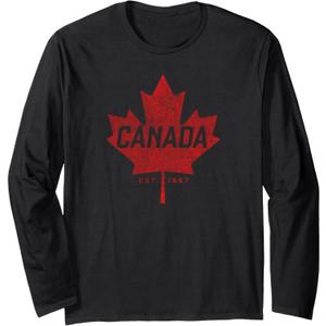 Canada East 1867 Vintage Faded Canada Maple Leaf Long Sleeve T-Shirt, 2XL