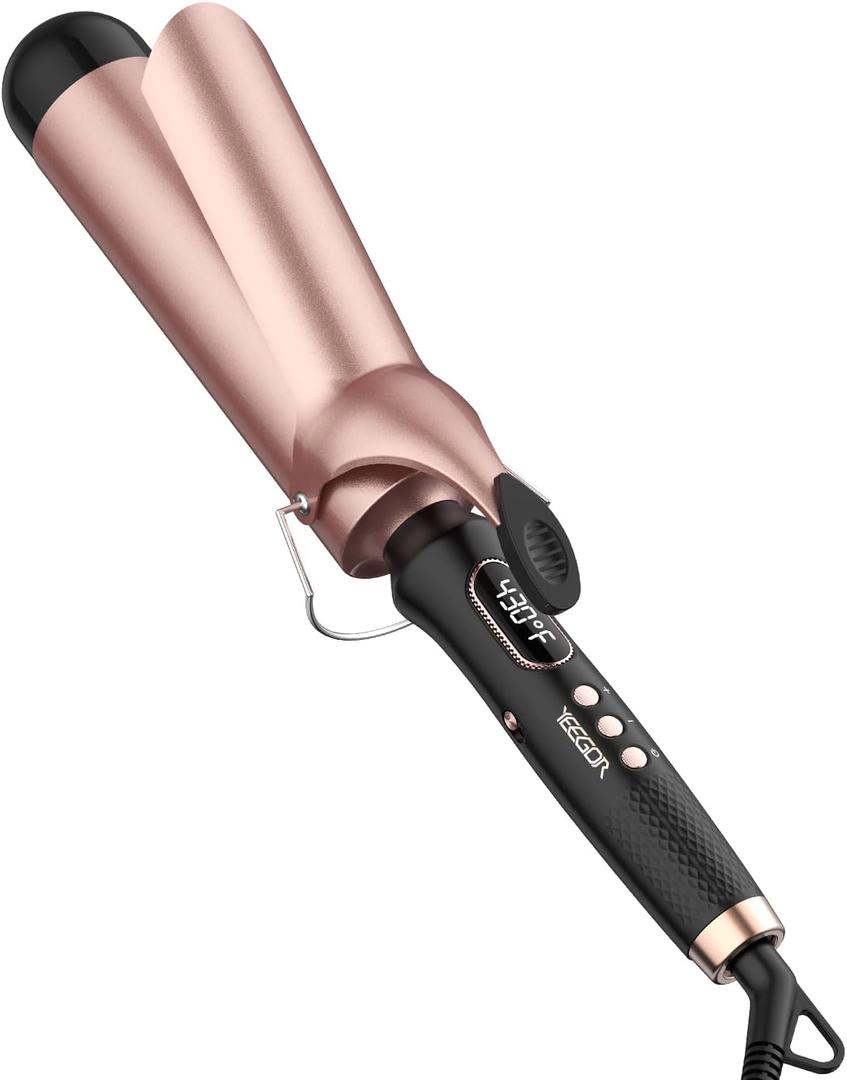 YEEGOR 2 inch Extra Large Curling Iron, Long Barrel Culing Wannd, 100-240V Dual Voltage Hair Curler for Big Wave Curls, 12 Temps