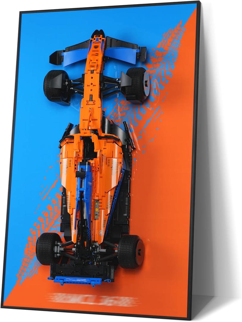 Display Wallboard for Lego McLaren Formula 1 Race Car, Wall Mount for Lego 42141 Collectible F1 Model Kit (Car Not Included),New Background