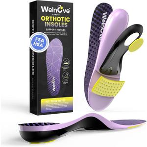 High Arch Support Insoles for Men Women 220 lbs Heavy Duty Orthotic Inserts for Heel Pain Relief & Flat Feet-W: 9-9.5 | M: 7-7.5