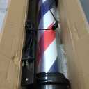 Woanger 27'' Barber Pole Light Red White Blue Stripes with LED Lights Barber Rotating Light Sign Waterproof Wall-mounted Lamp for Salon, 27.56 x 8.27 x 5.91 inches