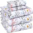 RUVANTI 100% Cotton Split King Sheets Sets for Adjustable Bed, 5 PCs, Soft & Breathable Percale Weave Bedding, Deep Pocket 16", Hotel Standard, Crisp Cool Feel & Durable, Floral Sheet, Aroma