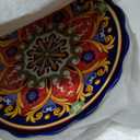 UNICASA Ceramic Dessert Plate Set of 4, 9 Inch Snack Plates with Scalloped Edges Serving Dishes for Salad, Cake, Cheese, Vibrant Boho Decoration, Microwave & Dishwasher Safe