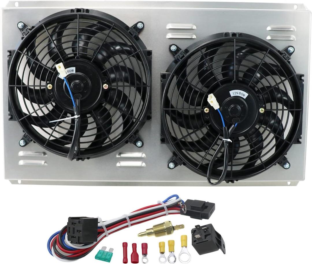 Radiator Shroud with Electric Fan for 1996-2005 Chevy S10 Blazer & GMC Jimmy Sonoma & Isuzu Hombre & Olds-mobile Bravada 4.3L V6 Pickup