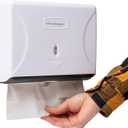 Mind Reader Paper Towel Dispenser, Tri-Fold Towel Holder, Restroom, Wall Mount, Bathroom, White (1-Piece)