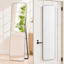 57x16" Full Length Mirror Floor Stand,Over the Door,Wall Mounted Silver