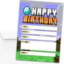 Hat Acrobat 20 Pixel Party Birthday Invitations for Boys with Envelopes and 20 Game Cards - Kids Birthday Invitations (pigs)