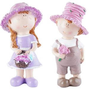 Miniature People Figurines Romantic Couple Statue, Set of 2 Resin Garden Sculptures & Statues, Mini Decorative Figurines for Valentine's Day Spring Garden Decor for Patio Lawn Yard Decoration