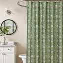 MUGINYU Sage Green Floral Shower Curtain Vintage Block Print - 72x72 Inches, Cotton Blend Cloth Fabric Farmhouse Decorative French Country Bathroom Decor, Cottagecore Aesthetic Pattern