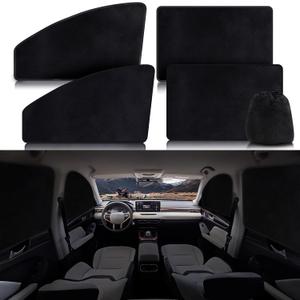ZATOOTO Suede Car Window Shades 4PCS - Car Window Covers for Ultimate Privacy, UV Protection, and Heat Insulation, Side Window Sun Shade Perfect for Camping, Travel, Baby Safety, and Daily Use (Black Suede FlatFull Set 4PCS)