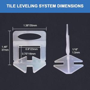 Tile Leveling System Clips 1/16 Inch 2000pcs Tile Leveling Spacer DIY Tiles Leveler Spacers 1.5mm Tile Tools Set Tile Leveling System for Professional Ceramic Stone Installation