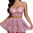 Avidlove Lingerie for Women Lace Babydoll Mesh Nightwear Chemise Nightie (X-Large, Fuchsia)
