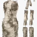 Toulite Halloween Women Mummy Costume Bandaged Mummy Dress with Arm Sleeves Legging Sleeves Headband for Cosplay Size L