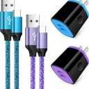 Type C Charger Fast Charger Block Wall Plug Android USB C Cord C Charger Cable Fast Charging for Samsung Galaxy S23 S22 S21 Ultra/S21 Plus/S21/S20/S20 FE/S10/S9/A10e/A32/A71/Note 20 10 9,Moto G8/G7 (Purple,Blue)