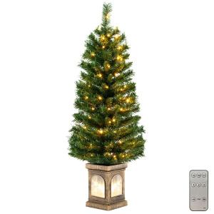 4-ft Pre-Lit Potted Christmas Tree Artificial Entrance Décor with 3 Lighting Modes