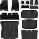 3W Tesla Model 3 2024 2025 2026 Floor Mats, Full Set with Metal Pedal & Carpets, Cargo Liner, Highland All Weather, Custom Fit Rear Trunk Mat, Black, Model 3 Accessories