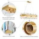 WUZUPS 16-Light Crystal Oval Oval Chandelier Pendant Ceiling Light Modern Lighting Fixture Dangling Rod Design for Bedroom Hallway Bar Kitchen Bathroom, H 9.6" L 35.4" W15.1, E12 Base, Gold