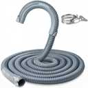 Elyfree Universal Washing Machine Drain Hose, 8ft Corrugated Flexible Washer Drain Hose, Discharge Hose Replacement for Whirlpool, GE, Kenmore, Installation Washer Hose Drain, Clamp and Hook Included