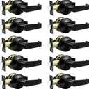 Passage Door Handle, Non-Locking for Hallway Closet, Rectangular Interior Door Lever, Easy Installation, Matte Black, 10 Pack