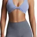 Aoxjox Women's Workout Sports Bras Fitness Backless Padded Sienna Low Impact Bra Yoga Crop Tank Top (Lazuli) S