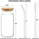 CWHHRN Glass Cups with Lid and Straw, 16oz Beer Glasses Glass Coffee Cups, Iced Coffee Cups with Lid, Glass Tumbler with Straw and Lid (8 PACK)