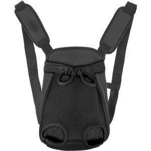 Inspack Dog Backpack Carrier/Cat Carrier, Adjustable Pet Front Carriers Travel Bag for Puppy Medium Dogs, Legs Out, Soft Ventilated Doggie Chest Carry Backpacks for Hiking/Camping, 10-16 lbs, Black
