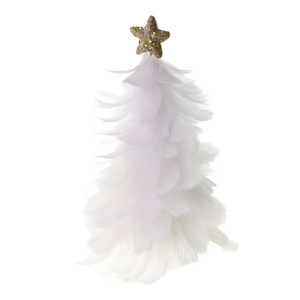 Feather Christmas Tree Tabletop Decoration Handcrafted Tree Figurine with Star Topper Holiday Home Centerpiece for Christmas New Year Party