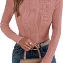 PRETTYGARDEN Women's Tops 2026 Fall Fashion Long Sleeve Crewneck Blouse Fitted Textured Basic Knit T Shirt Y2k Clothes XS