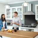 29.5"x 29.5"Black Stainless Steel Backsplash Panel for Stove & Range Hood - Matte Finish Kitchen Wall Splatter Guard with 6 Pre-Drilled Holes,Easy to Clean,Metal Backsplash for Countertop