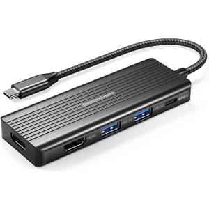 USBC to HDMI, DockteckExpand 5-in-1 USB C Hub with Dual HDMI 4K@30Hz, 2 USB 3.0 Ports, 100W PD Charging Compatible with MacBook, Dell, Chromebook & More, Black