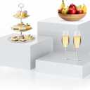 Bouiexye 3Pcs White Buffet Risers Acrylic Boxes Display Food Risers for Buffet Table Platter Parties Weddings Catering Dessert Collectibles Figures Show ( 6''x7''x8'')