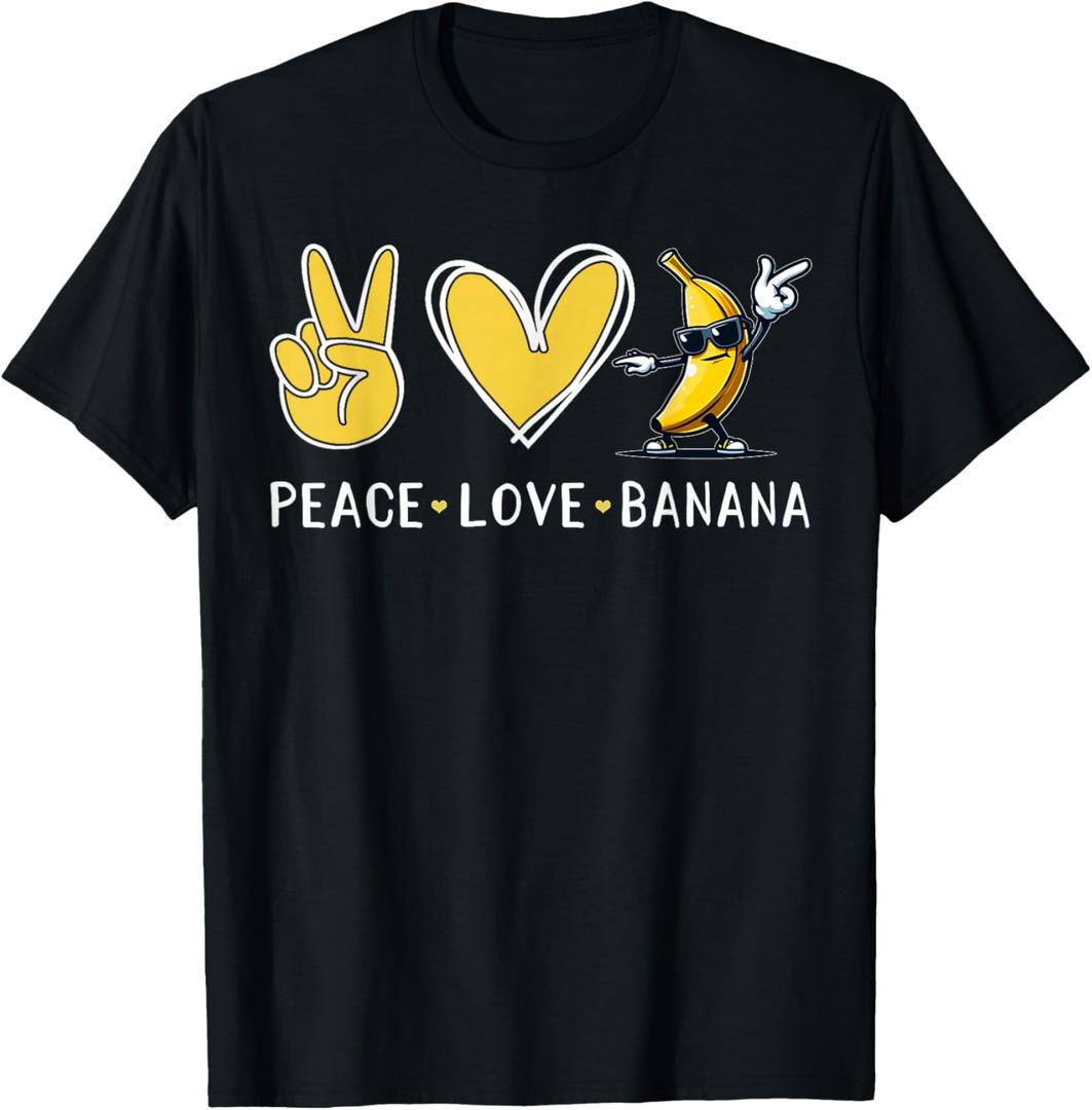 Funny Love Bananas Shirt Cute Banana Gifts Peace Love Banana T-Shirt. size M