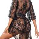Avidlove Lingerie for Women Sexy Lace Robes Babydoll Lingerie Dress Ruffled Hem Sheer Nightgown, Large