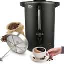 55-Cup 10L Commercial Coffee Urn, Festa Essential 750W Double Wall Large Percolate Coffee Maker Stainless Steel Hot Water Urn Dispenser with Double Dripless Faucet, Quick-Brewing for Catering, Black