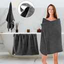 SEMAXE Luxury Bath Towels for Bathroom, 100% Cotton, Soft, Absorbent, and Quick-Drying, 55"x27", with Hanging Loops, Perfect for Hotels, Gyms, and Spas, Grey, 1 Pc Bath Towel