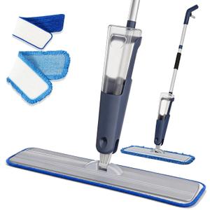 24" Spray Mop Wet Dry Heavy Duty 28oz 55" Handle 2 Pads Blue