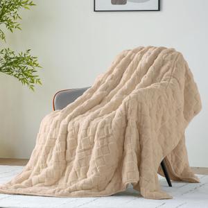 Uttermara Weighted Blankets for Adults Full Size, 12lbs 60x80 inches Blanket with Soft Warm Plush Jacquard Sherpa, Washable Thick Heavy Throw for Sleep, Anxiety and Calming, Khaki