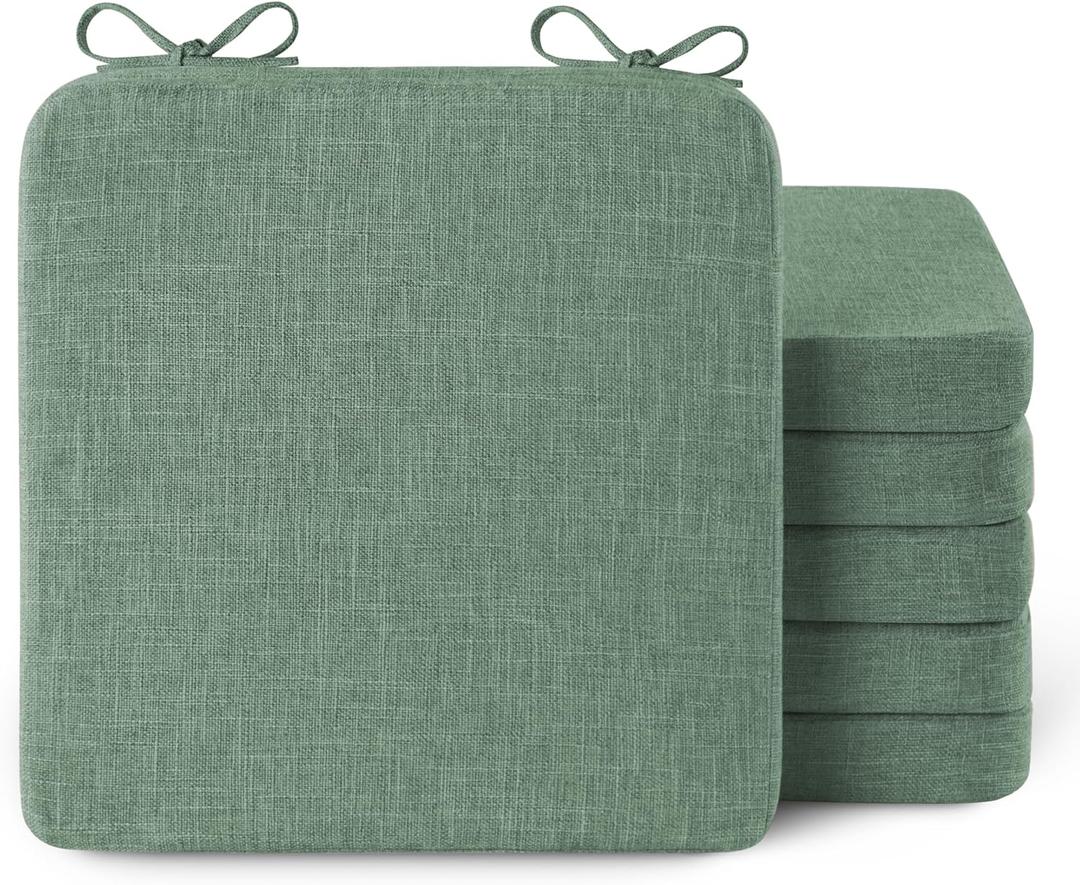 AddGrace Chair Cushions for Dining Chairs 6 Pack 16x16inch Sage Green
Non Slip, Removable Cover with Ties, Textured Fabric, for Kitchen Dining Room Indoor, Hard Wooden Chairs, Family Gathering
