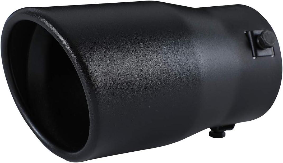 TriTrust Exhaust Tip, 2-2.75 inch inlet adjustable, Fit 2''/2.25''/2.5''/2.75'' Outer diameter Tailpipe, 3.5''Outlet 6''Long Muffler Tip, Black Powder Coated Stainless Steel Tail Tip