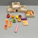 Tiny Land Wooden Play Food Sets for Kids Kitchen - 100% Wood 43 Pieces Kids Toy Food for Toddlers 3+ Year Old, Pretend Food Play Kitchen Accessories Set for Boys and Girls