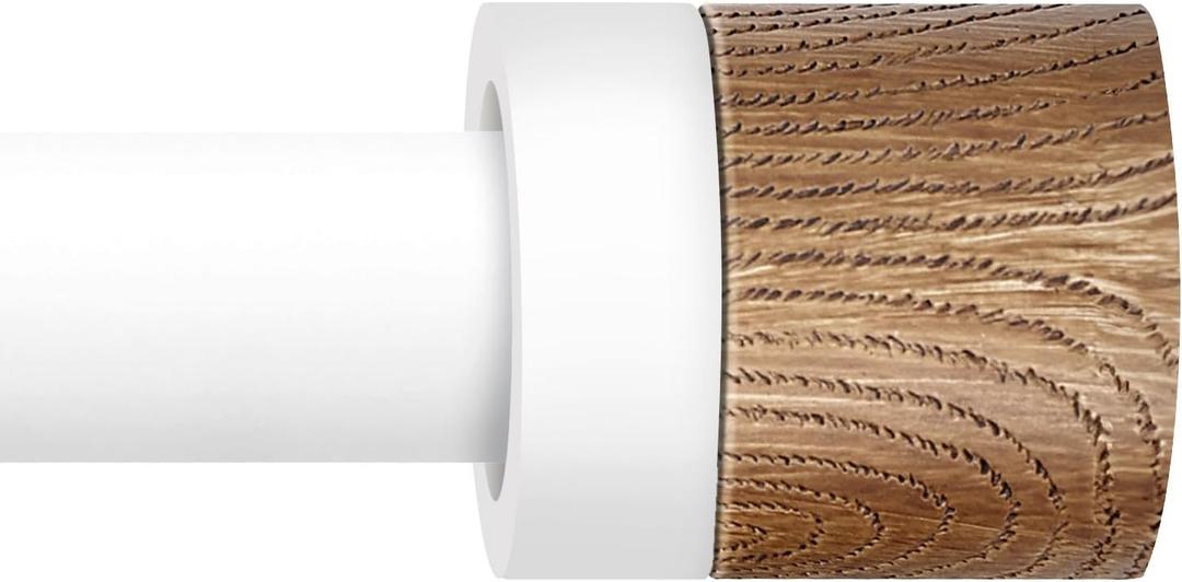 White Curtain Rods for Windows 32 to 45 Inches(2.6-3.75ft),1 inch Adjustable Window Curtain Rods with Imitation Wood Grain Finials,Heavy Duty Decorative Drapery Rod for Bedroom,Kitchen and patio