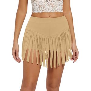 Womens Western Cowgirl Fringe Shorts - Country Concert Outfits Sexy Booty Pole Dance Rave Festival Tassel Bottoms, S