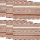 Artoid Mode Caramel Farmhouse Woven Braided Stripe Placemats Set of 6,12x18 Inch Seasonal Holiday Table Mats Party Kitchen Dining Decoration